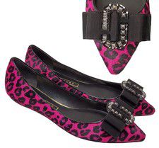 MARC JACOBS SHOES BALLERINA FLATS ANIMAL PRINT CALF HAIR w BOW $350 37.5 7.5