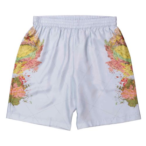 Burberry Pale Blue Bradeston Map-Print Silk Shorts