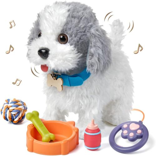 Walking Barking Toy Dog with Remote Control Leash, Plush Puppy Electronic Intera