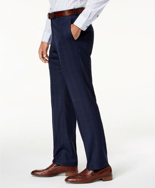 $280 Marc New York 35w 32l Men'S Blue Modern Fit Suit Check Dress Trousers Pants