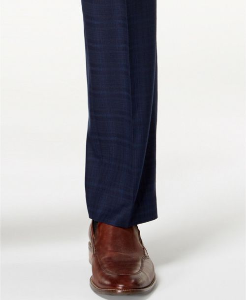 $280 Marc New York 35w 32l Men'S Blue Modern Fit Suit Check Dress Trousers Pants