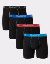 Hanes Boxer Brief 4-Pack Men Ultimate Big Man Stretch Tagfree Breathable 2XB-4XB
