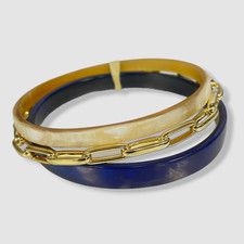 $150 Akola Women's Black 10k Gold Plated Inaya Set of 3 Bangle Bracelets
