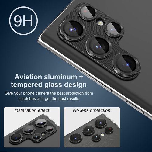 For Samsung Galaxy S25 Ultra S24+ Metal Tempered Glass Camera Lens Protector