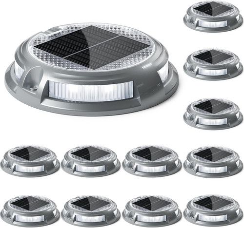 Outdoor Solar Driveway Lights, 16 LEDs, 9 Modes, Waterproof RGB (12 Pack)