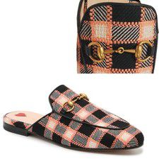 GUCCI SHOES PRINCETOWN FANCY TWEED w HORSEBIT MULE SLIPPER $790 sz 37 7 US