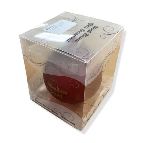 $34 Neiman Marcus Burgundy Red Hand Blown Ltd. Year 2021 Holiday Ornament