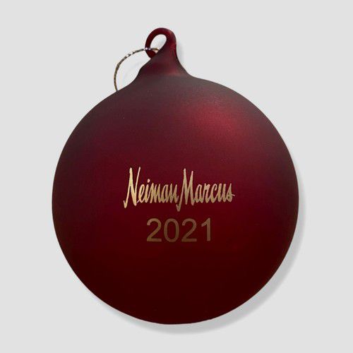 $34 Neiman Marcus Burgundy Red Hand Blown Ltd. Year 2021 Holiday Ornament