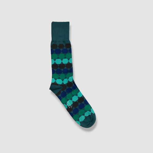 $30 Paul Smith Men's Green Black Cotton Italy Logo Print 1-Pair Socks One Size