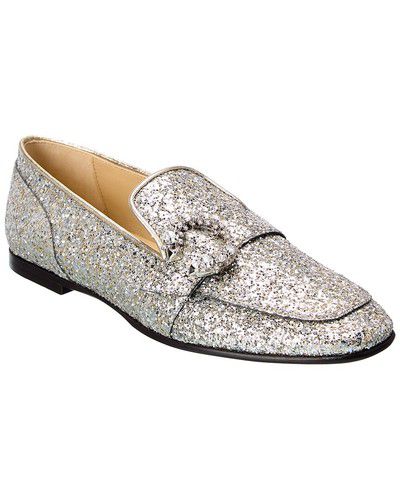 Jimmy Choo Mani Glitter Loafer Women's Silver 35.5
