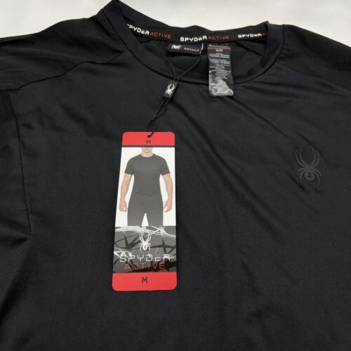 Spyder Men's Active Short Sleeve Tee Moisture Wicking 4 Way Stretch Black M