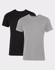 Hanes Originals Ultimate Men's SuperSoft Crewneck Undershirt, Black/Grey, 2-Pack