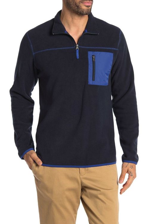 Vintage 1946 Men's Nylon Mixed Media Polar Fleece Sweater Mood Indigo Size L