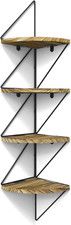 Wall Mount Corner Shelf 4-Tier Rustic Wood Floating Shelves Wall Hanging Shelves
