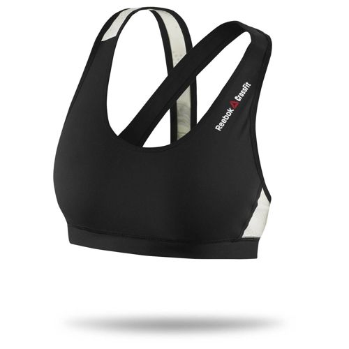 [B86861] New Womens Reebok Crossfit Reversible Sports Bra - Chalk Black MSRP $65