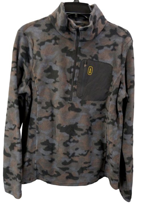 Bass Outdoor Women's Highline Trail Printed Half-Zip Fleece Top Grey Camo Size S
