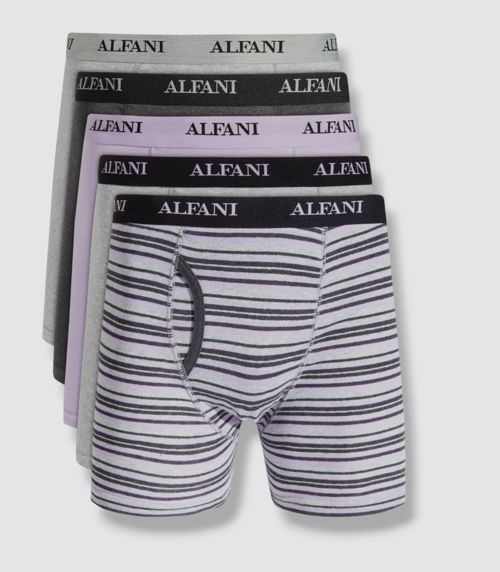 $50 Alfani Underwear Men Gray Pink Alfatech Logo Boxer Briefs 5-Pack Size L