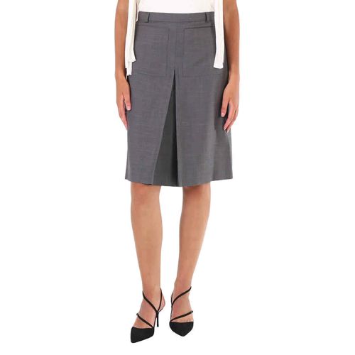 Burberry Charcoal Grey Box Pleated Detail A-line Skirt