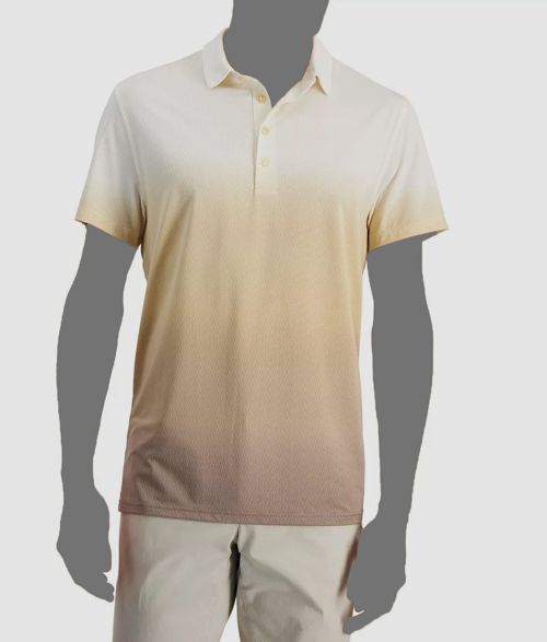 $50 Alfani Men's Beige Ombre Short-Sleeve Polo Shirt Size Small