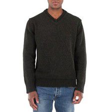 Maison Margiela Men's Dark Green Elbow-Patch Knitted Jumper, Size Small