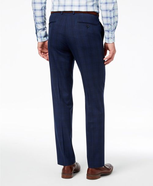 $245 Ryan Seacrest Mens Slim-Fit Blue Flat-Front Trousers Dress Pants 38 W 30 L