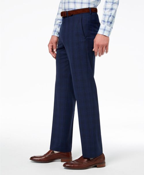 $245 Ryan Seacrest Mens Slim-Fit Blue Flat-Front Trousers Dress Pants 38 W 30 L