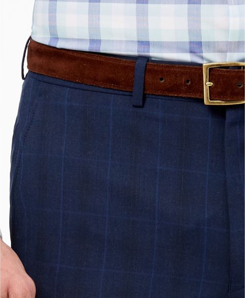 $245 Ryan Seacrest Mens Slim-Fit Blue Flat-Front Trousers Dress Pants 38 W 30 L
