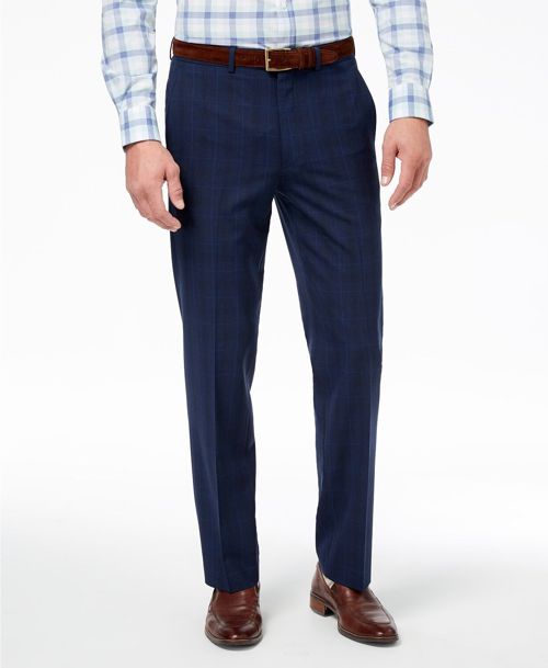 $245 Ryan Seacrest Mens Slim-Fit Blue Flat-Front Trousers Dress Pants 38 W 30 L