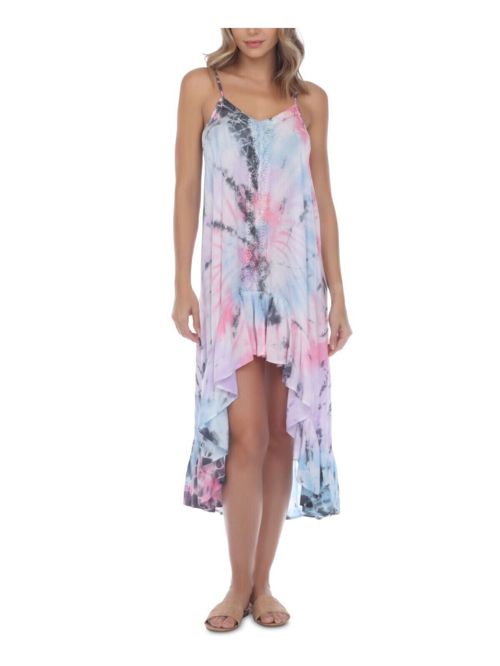 Raviya  Women's Tie-Dye Crochet-Trim High-Low Cover-Up Dress Size Small