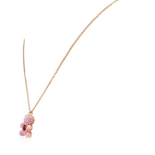 Swarovski Rose Gold-Tone Plated Pink Teddy Pendant Necklace