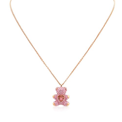 Swarovski Rose Gold-Tone Plated Pink Teddy Pendant Necklace