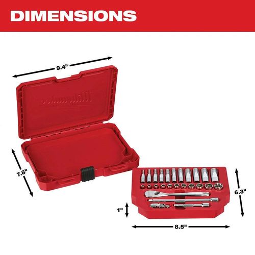 Milwaukee 1/4 In. Drive 26 Pc. Ratchet & Socket Set - Sae