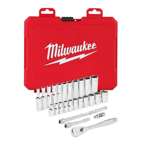 Milwaukee 1/4 In. Drive 26 Pc. Ratchet & Socket Set - Sae