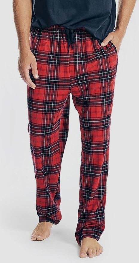 $39 Nautica Men's Red Black Classic Drawstring Plaid Flannel Pajama Pants Size M