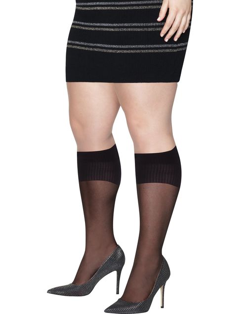 Hanes Socks 2-Pack Curves Sheer Comfort Flex band Below Knee Enhanced toe 1X-4X