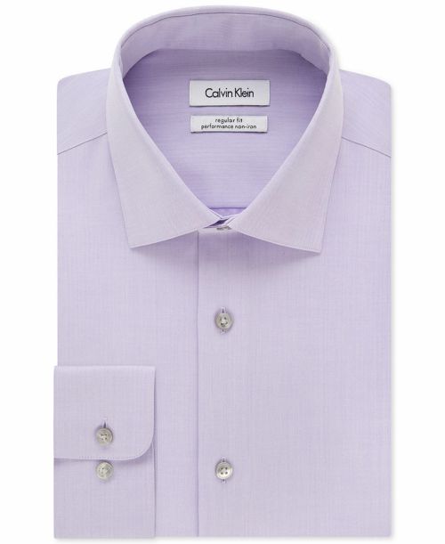 Nwt $175 Calvin Klein 14.5 32/33 Men Regular-Fit Purple Long-Sleeve Dress Shirt