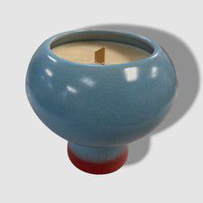 $331 Marloe Marloe Messina Blue Mini Bobby Leather & Amber Scented Candle 12cm