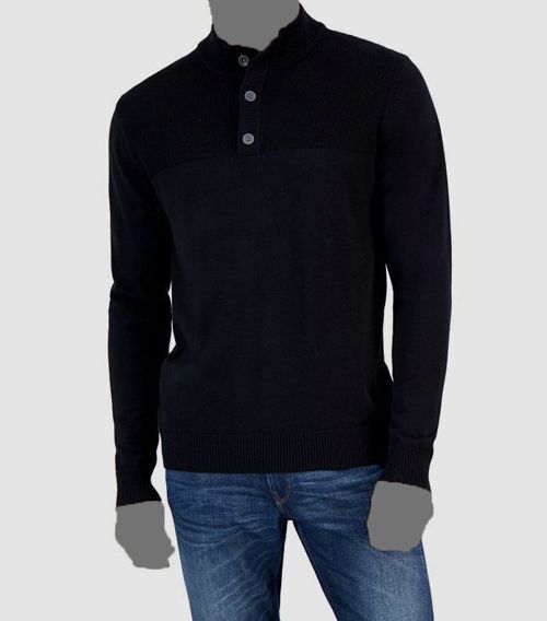 $60 Club Room Men's Black Mock-Neck Long Sleeve Sweater Size Large