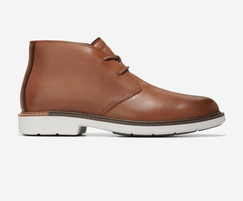 Men Cole Haan The Go-To Lace Chukka Leather Boots Woodberry/Silver Birch C36528