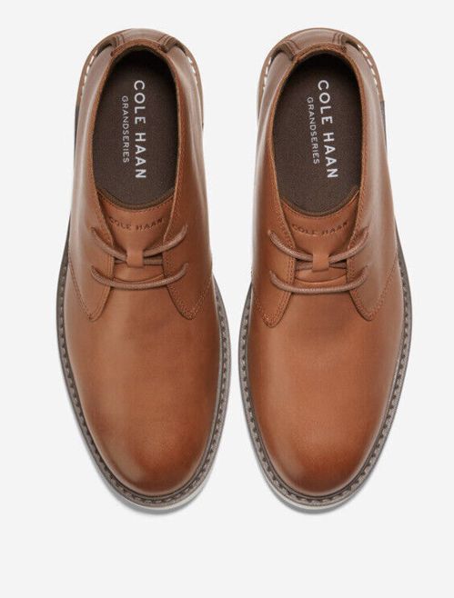 Men Cole Haan The Go-To Lace Chukka Leather Boots Woodberry/Silver Birch C36528