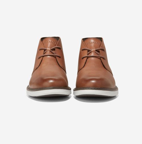 Men Cole Haan The Go-To Lace Chukka Leather Boots Woodberry/Silver Birch C36528