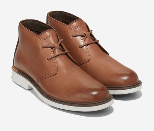 Men Cole Haan The Go-To Lace Chukka Leather Boots Woodberry/Silver Birch C36528