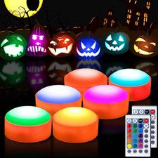 6 Pack Pumpkin Lights with Remote and Timer - Halloween Color Changing Jack-O-La