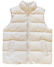 Men Zara dnwr Puffer Vest Jacket  Side Slit Snap Closure Pockets Beige