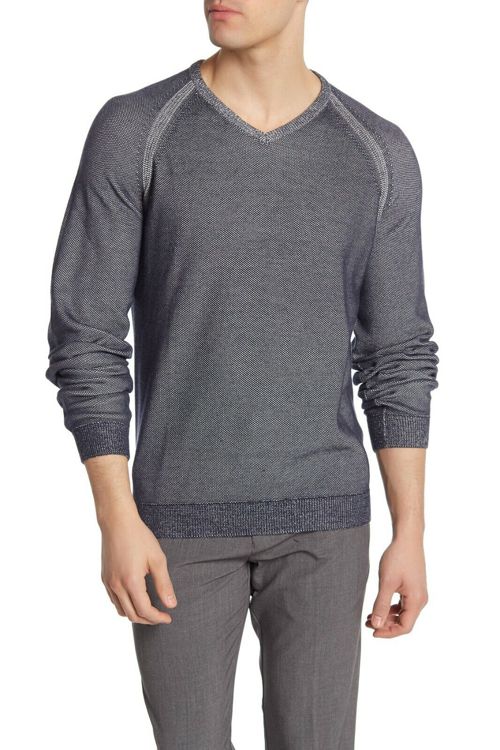 Tailor Vintage Men's Reversible V-Neck Sweater NAVY BLAZER/PEBBLE Size L