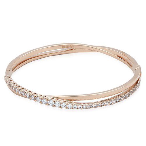 Swarovski Twist Bracelet White Rose Gold Tone Plated