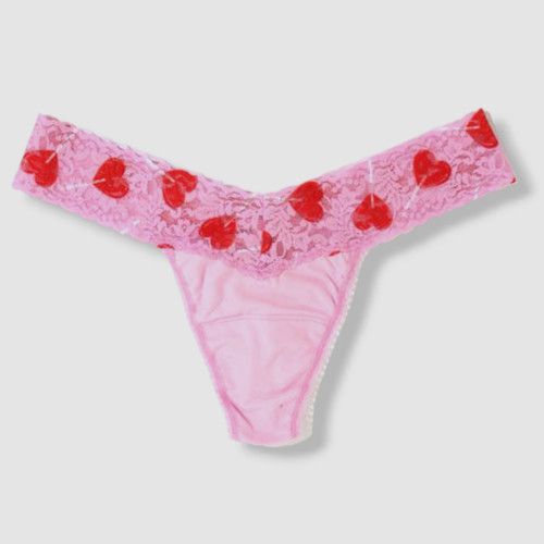 $26 Hanky Panky Women Pink Cotton Print Original Rise Thong Panty Size OS (2-12)