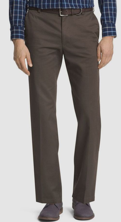 $59 Izod Men's Gray Straight-Fit Flat Front Cotton Chinos Trouser Pants 38W 30L