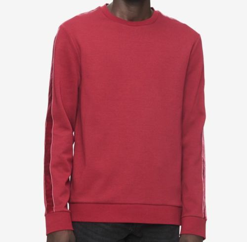 $225 Calvin Klein Men Red Long-Sleeve Cotton Pullover Crew-Neck Sweater Size XL