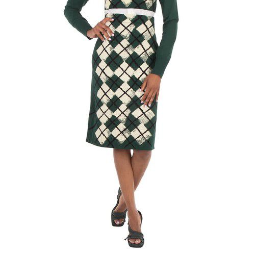 Burberry Argyle Intarsia Knitted Midi Skirt